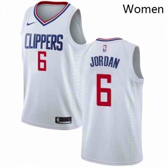Womens Nike Los Angeles Clippers 6 DeAndre Jordan Authentic White NBA Jersey Association Edition